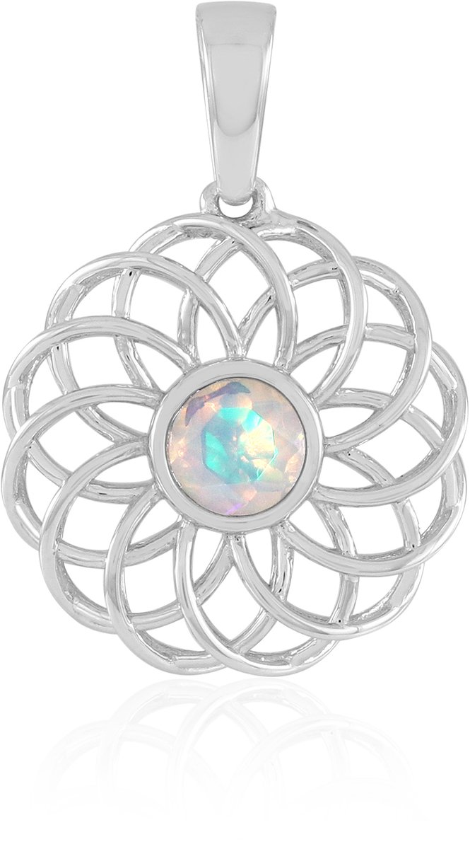 Cavill - Welo opaal hanger in 925 Sterling Zilver met Bezel Zetting - 0,27 ct Ethiopische Ronde Opaal - Elegante, Kleurrijke Opal Sieraden