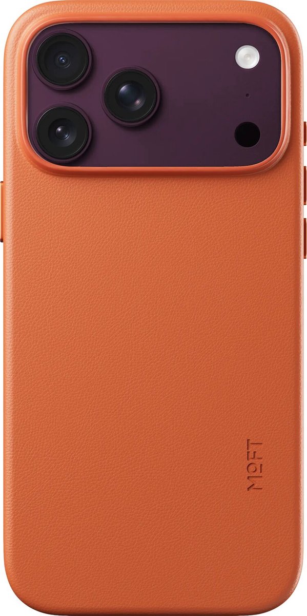 MOFT Hoesje Geschikt voor iPhone 18 Pro Max - MOVAS Snap Back Cover - Compatibel met MagSafe - Vegan Leer Case - Beschermhoes Dun - Duurzaam - Oranje