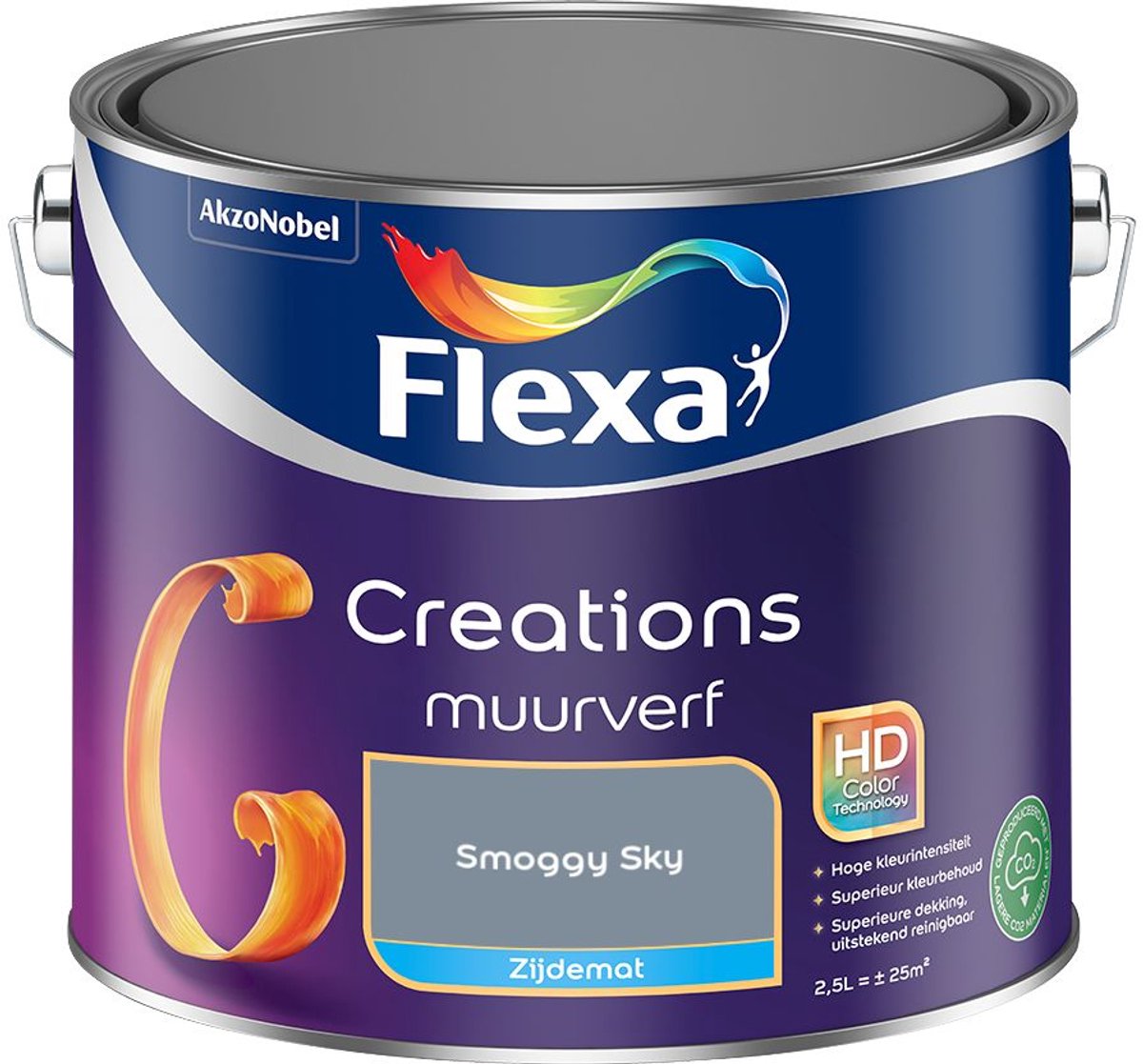 Flexa - Creations Muurverf Zijdemat - Smoggy Sky - 2,5 L - Kleur Van Het Jaar 2027
