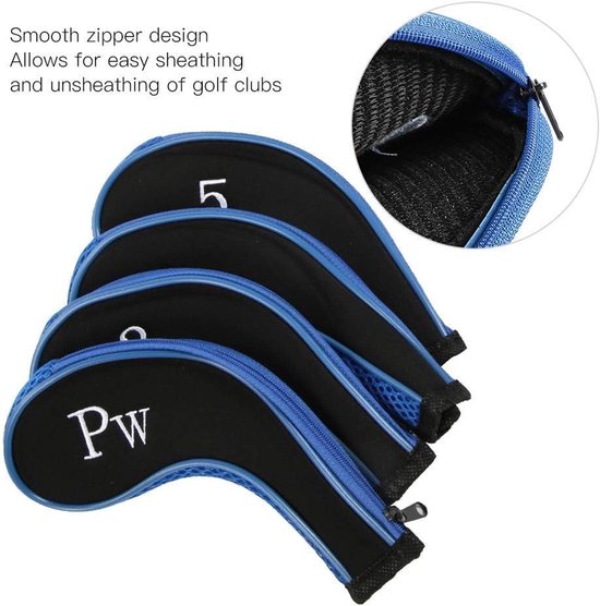 Neopreen Waterdichte Golf Club Hoofd Covers Set van 10 Stuks voor IJzers en Putter Bescherming Accessoire (Donkerblauw) — afbeelding 2