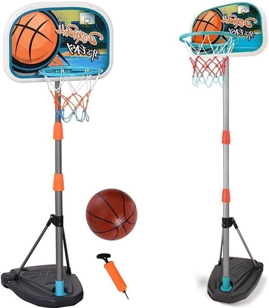 Basketbalkorf met verstelbare hoogte tot 158 cm - Kinderen speelgoed - Vulbare basis - Buiten sport - Opblaasbare pomp