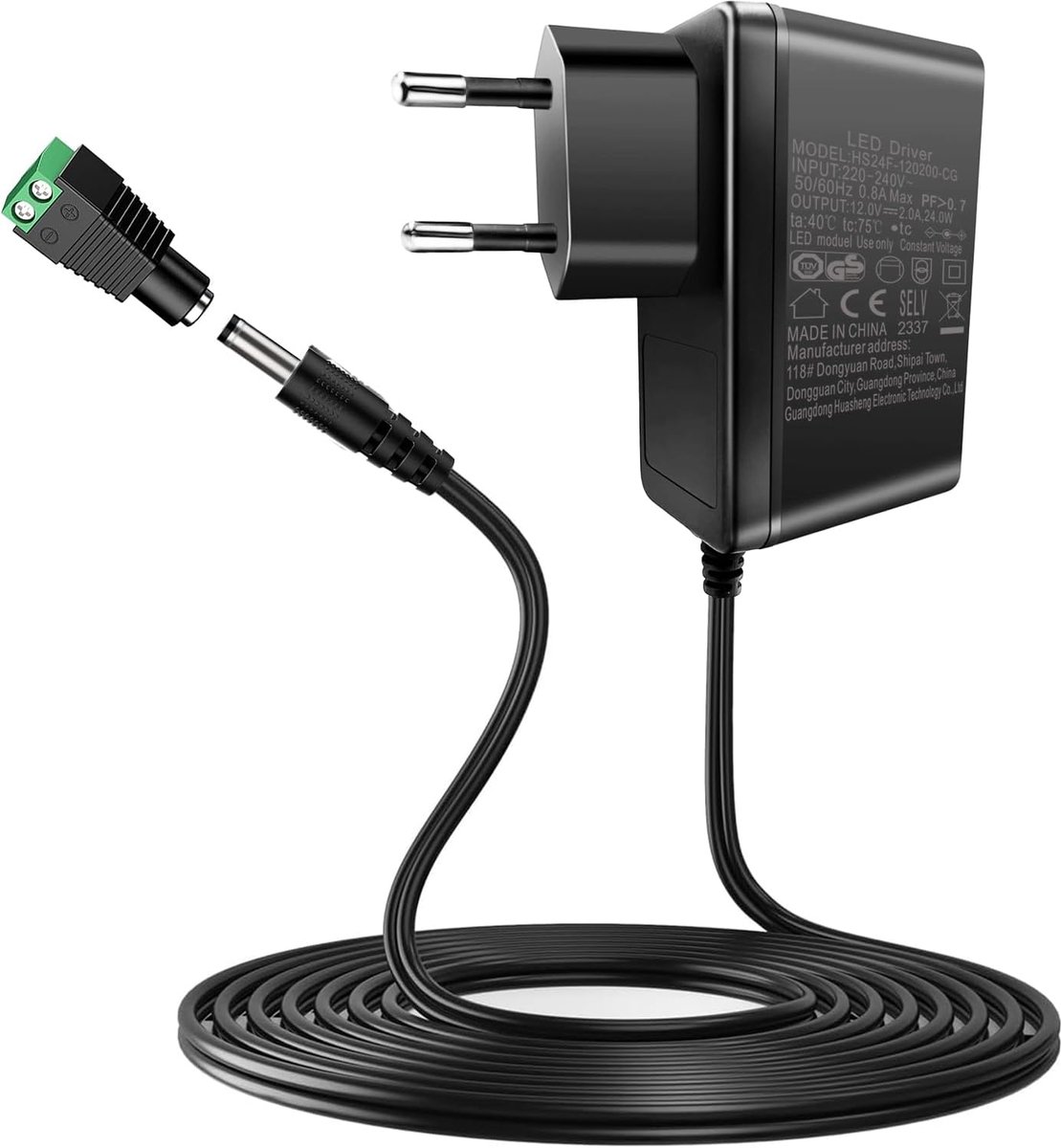 12V 2A voeding, AGOTD 24W transformator AC 220-240V naar DC 12Volt transformator, EU-stekker voor ledstrips