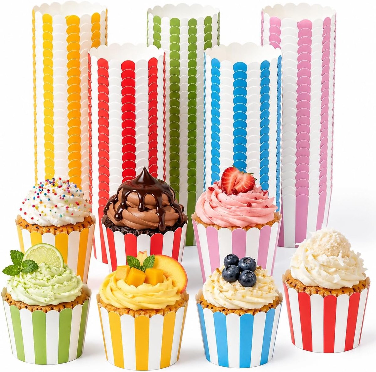 160 stuks Cupcake vormpjes, Muffinvormpjes Papier Kleurrijk, Mini Muffin Papiervormpjes, Muffin Papiervormpjes voor Verjaardagen, Bruiloften, Feesten, Bakken, Taarten, Muffins en IJsdecoraties