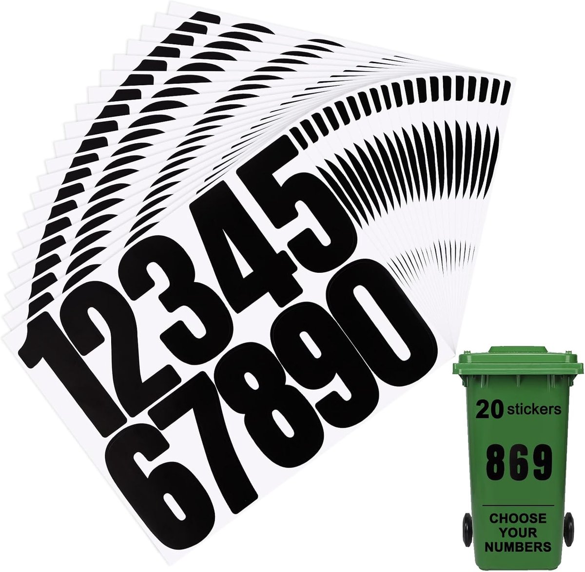 20 vellen cijferstickers, zwart, 7,6 cm (3 inch) grote huisnummerstickers, weerbestendig en waterdicht, zelfklevende vinyl cijfers 0-9, voor brievenbus, postbus, borden, ramen, residentie