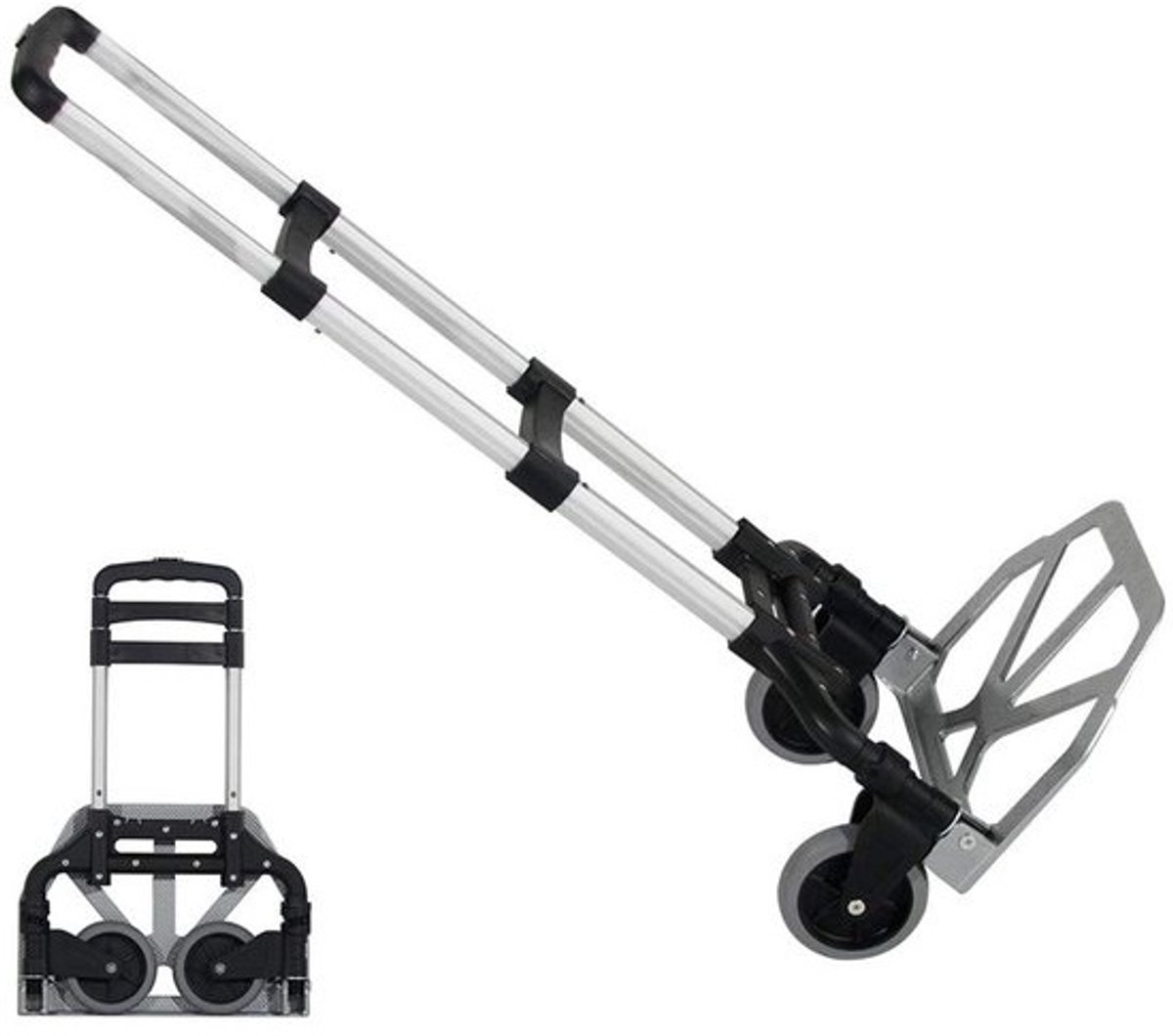 Aluminium Handtruck - Zak Trolley - Materiaal Transport - Opvouwbaar Ontwerp - 80KG Capaciteit - Zilver
