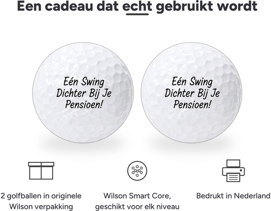 Golfballen Pensioen - Afscheid Golf Cadeau - 2 stuks - Wilson - Golfbal met Opdruk van Wilson — afbeelding 3