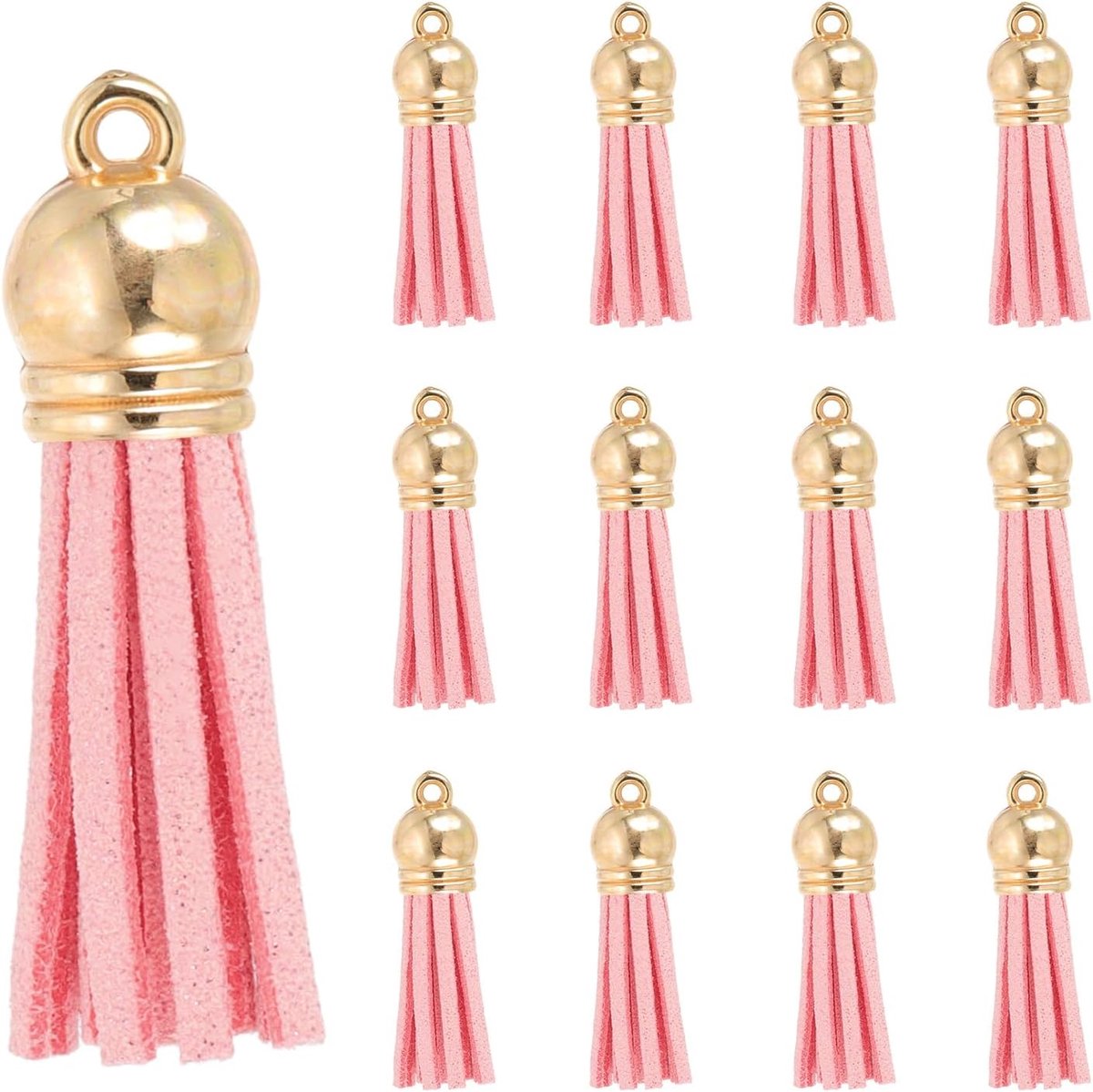 Kwastjes, 30 stuks kunstleer suède kwastje sleutelhanger charme bulk met gouden dop voor doe-het-zelf ambachtelijke decor handtassen armbanden sieraden maken sleutelhanger