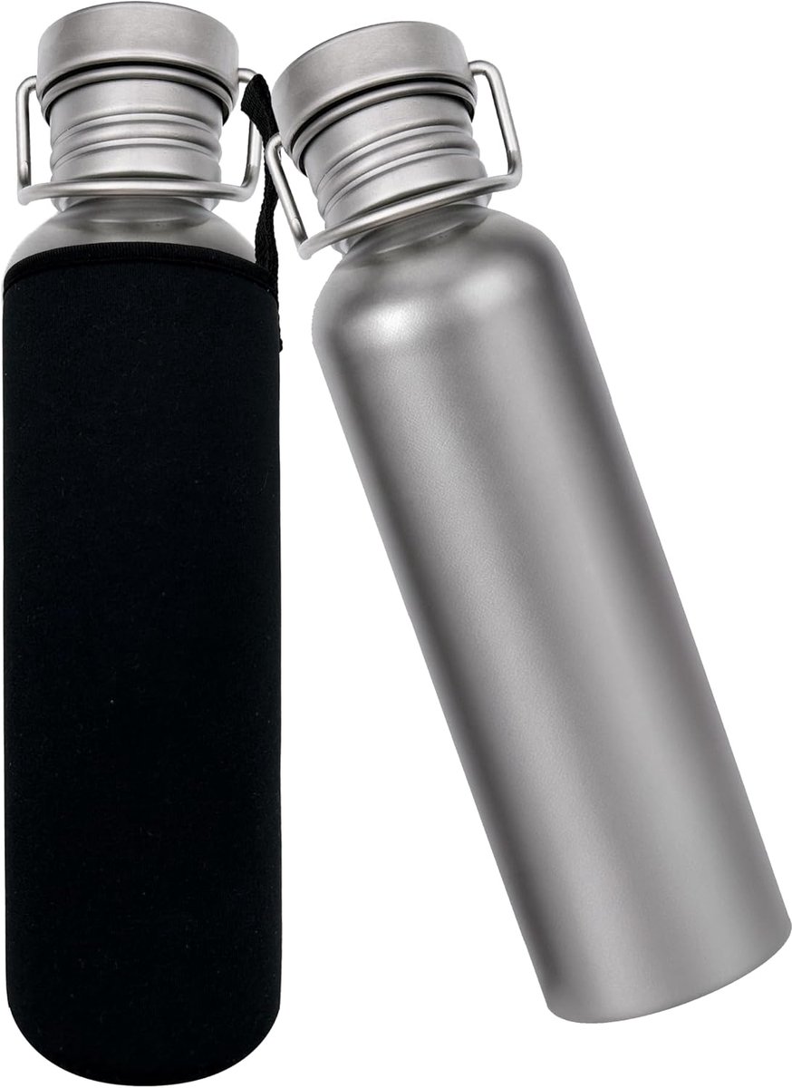 Titanium drinkfles, 750 ml titanium waterfles met draagtas, met een handtas, lekvrije sport-, fiets-, wandel-, picknick-, bergbeklimmen-, hardloop-, thee-, koffie-, drankfles