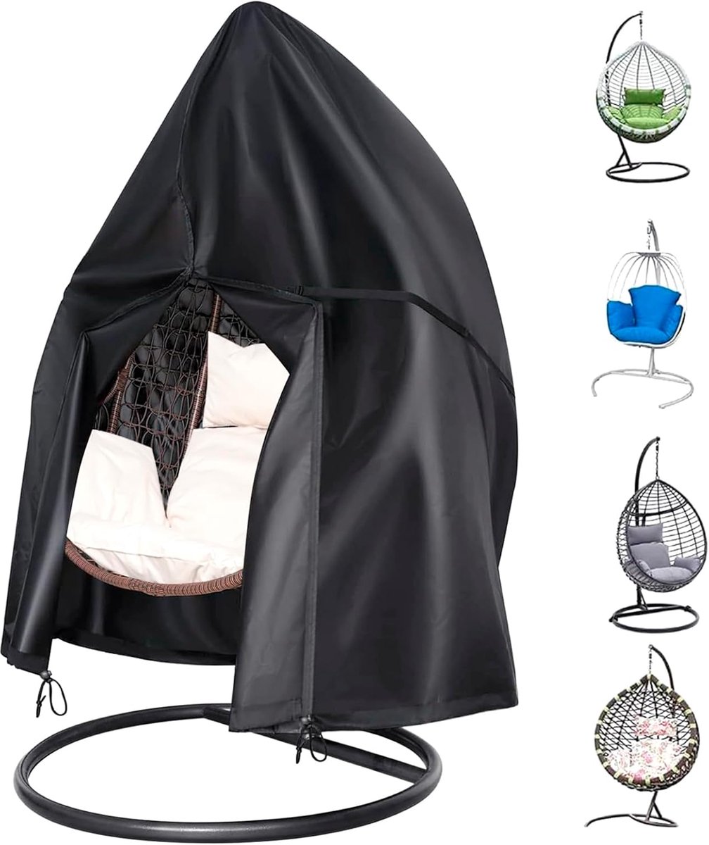 afdekking voor hangstoel met ritssluiting, waterdicht, winddicht, uv-bestendig, scheurvast 600D Oxford-weefsel, hangmand, beschermhoes