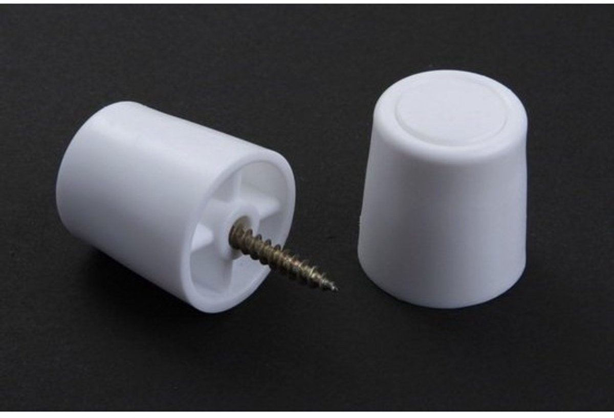 2x Deurstopper voor Wandmontage - Wit Kunststof - Voorkomt Muurschade - Diameter 27 mm