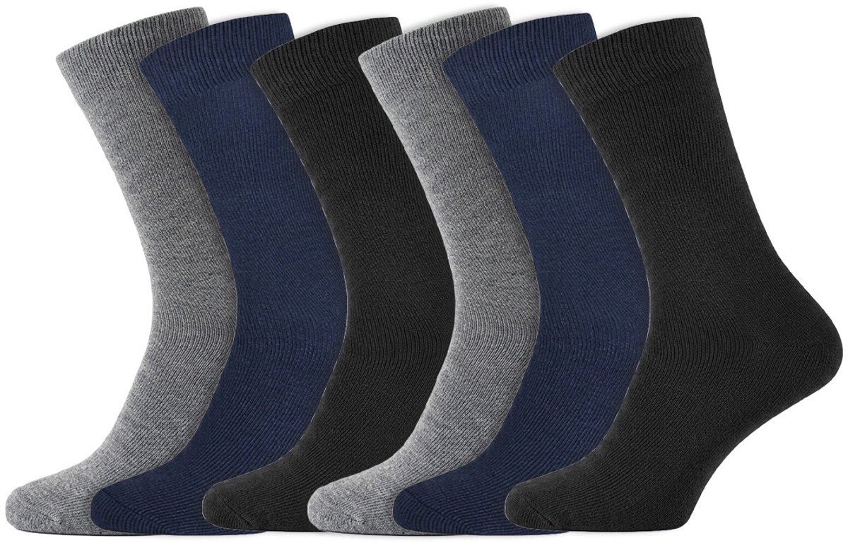 6 Paar - Gianvaglia - Katoenen Sokken - Dames & Heren - Blauw Mix