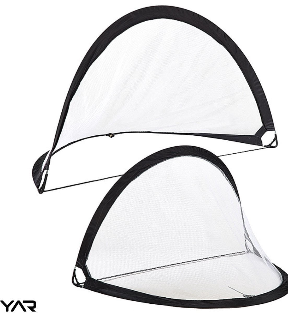 Voetbaldoelen Set – Goal - Doelen - 2 stuks – Inclusief Bal & Pomp – 80×60 cm – Zwart/Wit – Voor Binnen & Buiten