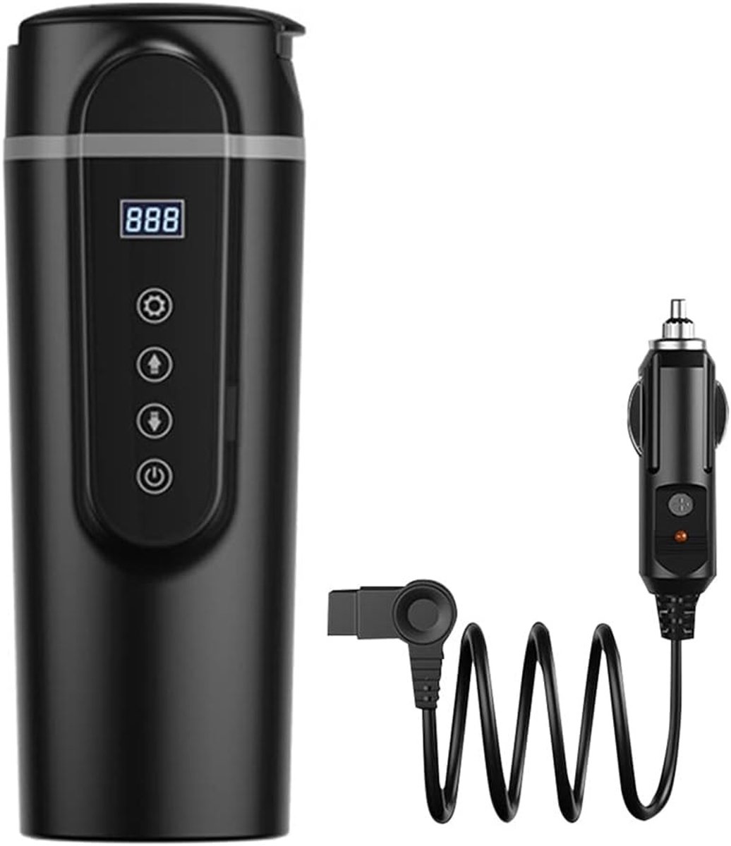 Draagbare 420ML RVS Elektrische Reisbeker voor Koffie en Thee met Temperatuurregeling voor Auto 12/24V