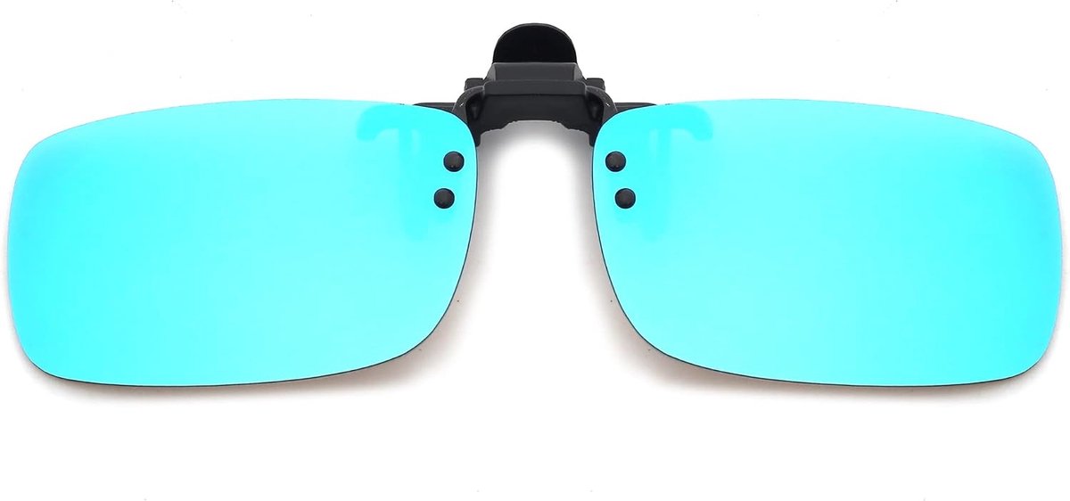 Gepolariseerde Klem op Zonnebril Frameless Flip Up Lens voor Voorschriftglazen, Gepolariseerde Spiegel Blauw, 57*36
