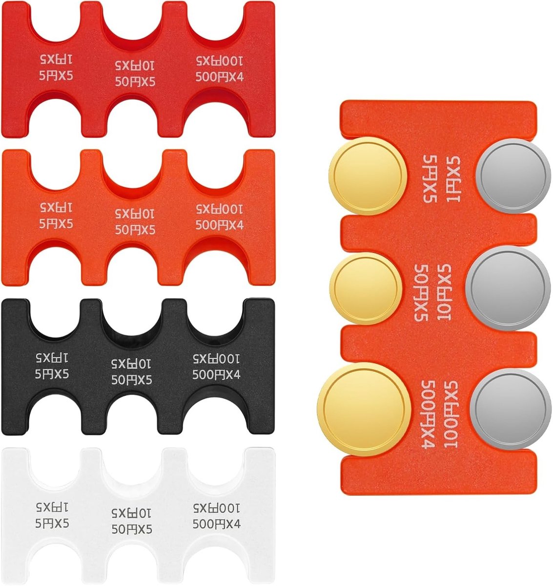 Coinbox met 4 vakken in verschillende kleuren voor Japanse Yen, handig voor reizen en opslag van munten, met stevige sluiting en verschillende formaten