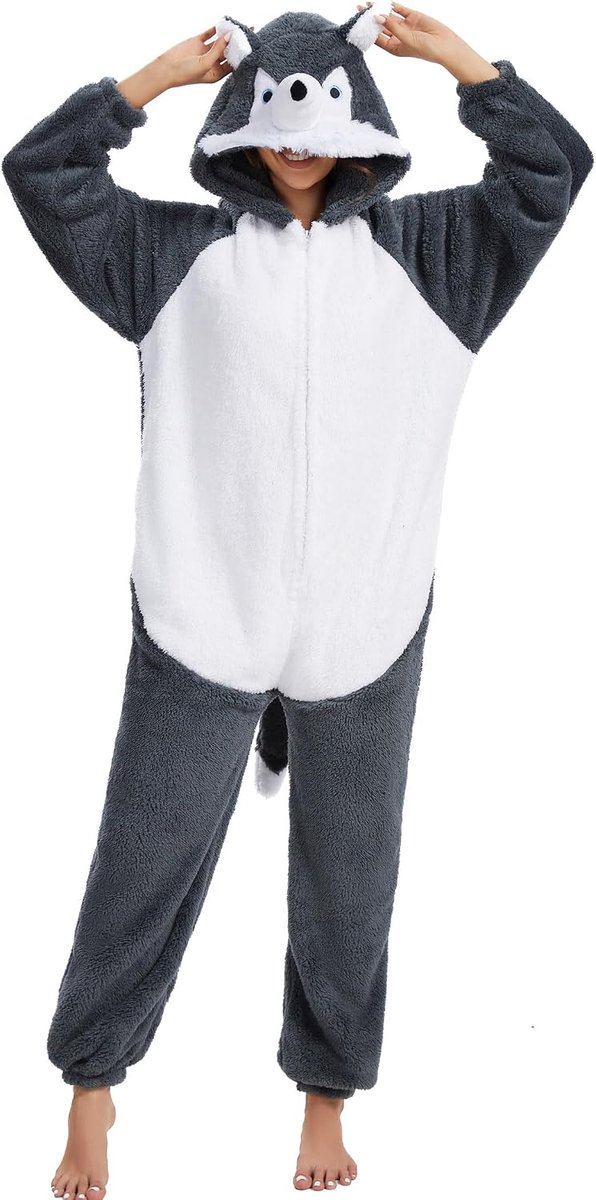 Eendelige pyjama voor dames, onesie voor volwassenen, dierenkostuum, jumpsuit, uniseks, behaaglijk, cosplay, pyjama, carnaval, Kerstmis, Halloween