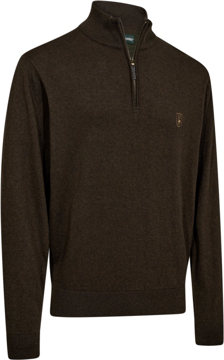 8119 Deerhunter Harrington ½-Zip Knit Melange-2XL Bruin