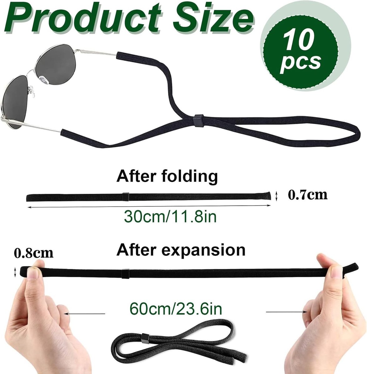 10 Stuks Drijvende Brilkoord Set, Ideaal voor Sportbrillen, Zonnebrillen en Leesbrillen, Perfect voor Zwemmen, Duiken, Fietsen en Wandelen