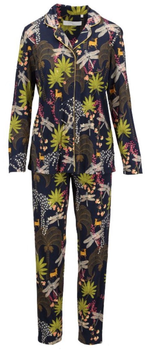 Katoenen dames pyjama nachtblauw Ringella - Blauw - Maat - 38