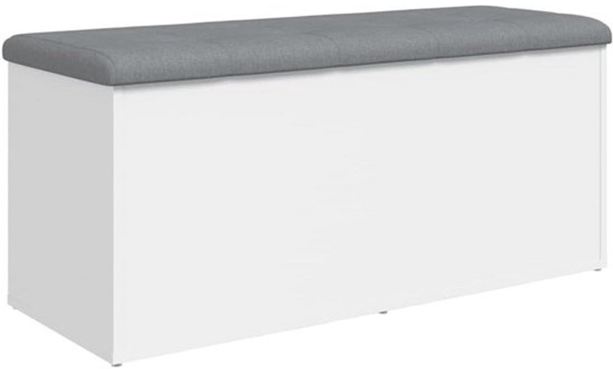 Opbergbank - Halbank Bankje - Ruimte Organiseren - Comfortabel Zitkussen - 102x45 cm - Wit