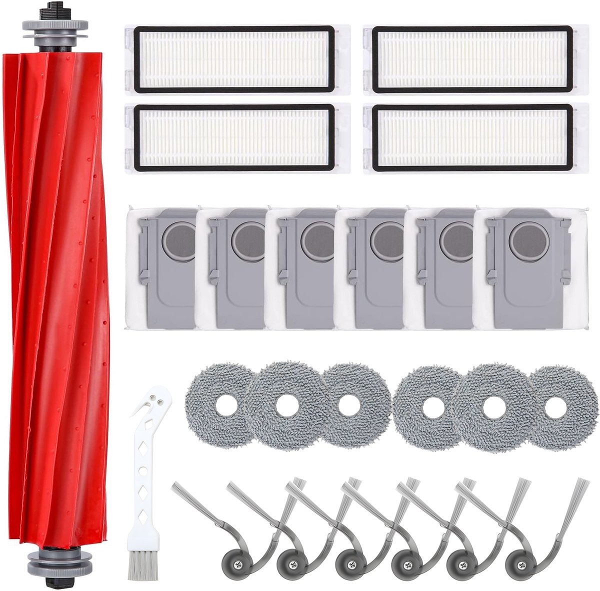 24-delige set accessoires voor robotstofzuigers - Hoofdborstel Zijborstels Filters Stofzakken en Dweildoeken - Geschikt voor QV35A QR798 Qrevo L