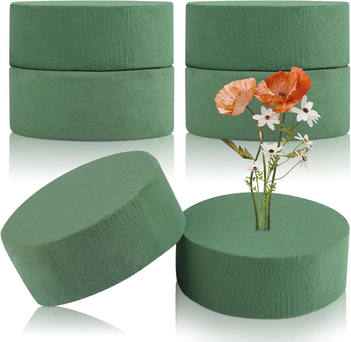 Set van 6 ronde natte schuimrubber voor bloemen, ideaal voor verse en kunstbloemen, perfect voor bruiloften en feesten, 10 cm diameter