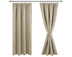 Verduisterende Gordijnen - Set van Twee - Slaapkamer Verduisteren - Met Rimpelband - 200 x 140 cm - Taupe