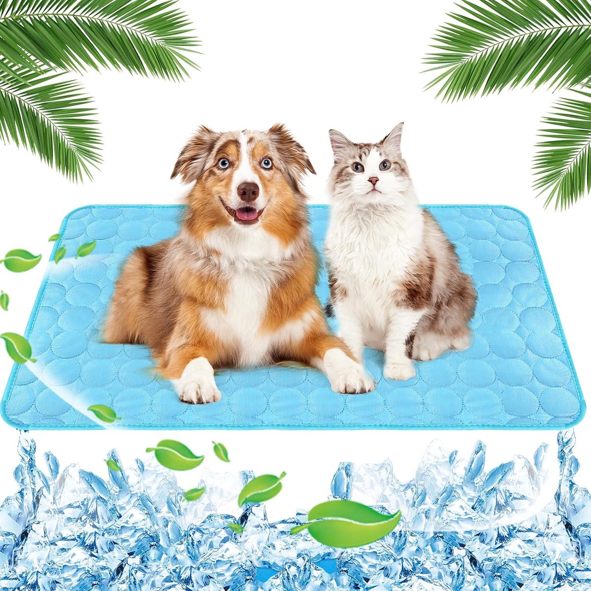 Bed koeldoek hond 70 x 100 cm kattenkoelmatten koelmat hond honden koelmat zelfkoelende koelmat hond XL koelpad kat verkoelende kattendeken kattenmat verkoelend blauw XL