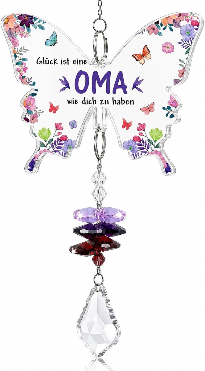 Decoratie, cadeau voor oma, hangende zonnevanger, cadeau voor Moederdag, verjaardag, oma, raamdecoratie, kristal, om op te hangen voor Kerstmis, Valentijnsdag, Pasen