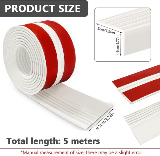 Traprandprofiel zelfklevend 500x9,5 cm antislip bescherming waterdicht L-vorm voor buiten en binnen — afbeelding 2