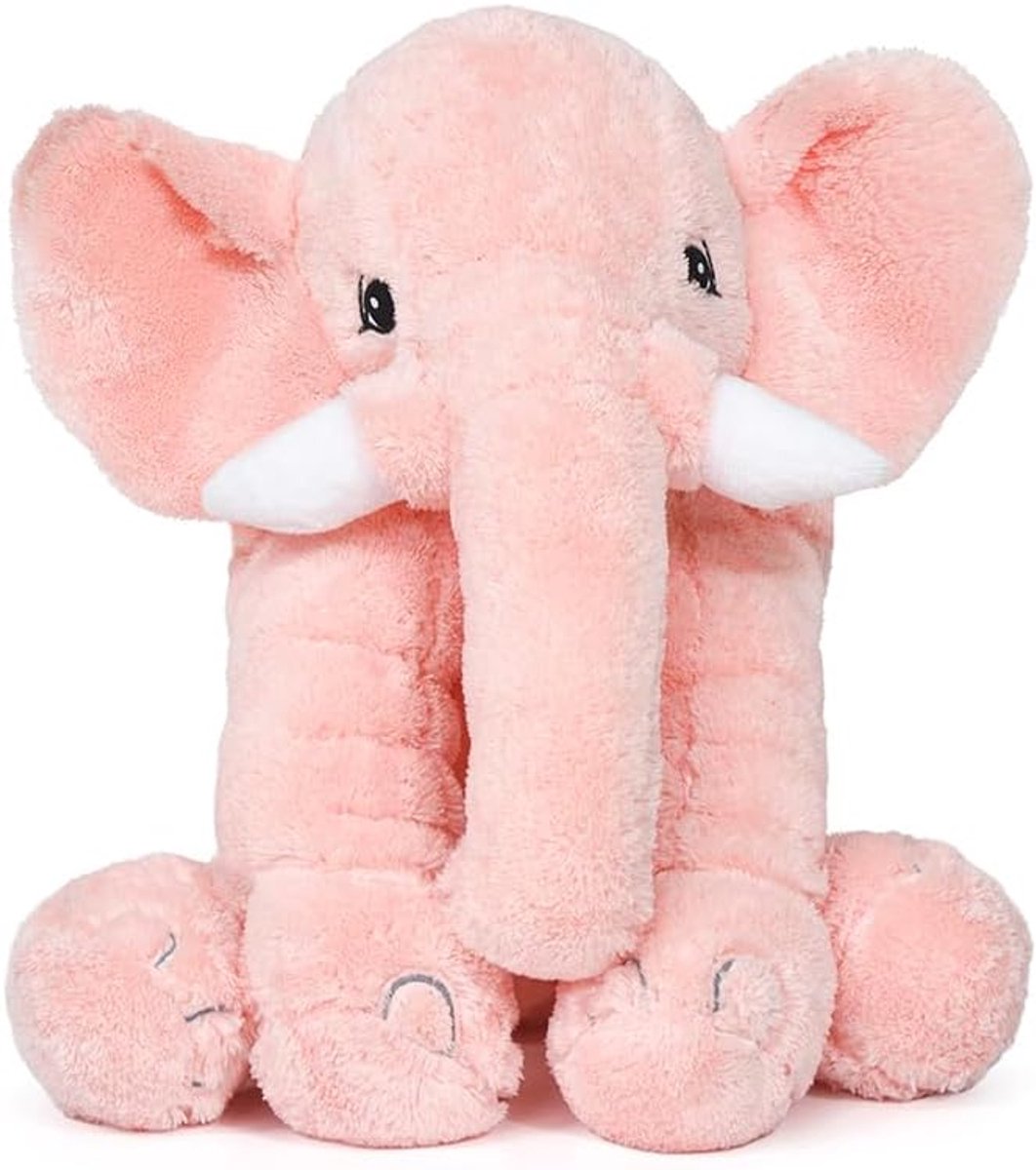 Pluche olifant XXL - zacht knuffelkussen, pluche olifant, schattig knuffeldier van zacht materiaal, slaapgenoot en decoratie (roze)