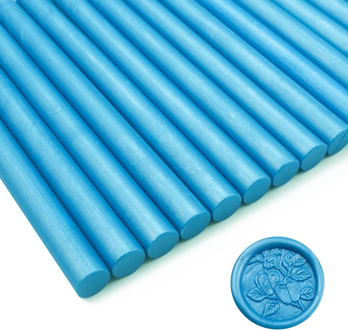 Wax afdichtingsstokken,Tomgenrine 15 stuks lijmpistool wax zegel stokjes, voor brief wenskaarten wijn verzegelen ambachten maken bruiloft en partij uitnodigingen(Sky Blue)