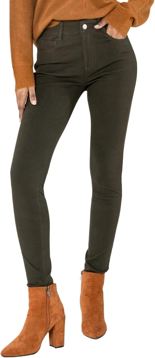 Carter A003 Jeggings voor dames, hoge taille, stretchbroek met rits, skinny fit broek met zakken, nauwsluitend, elastisch