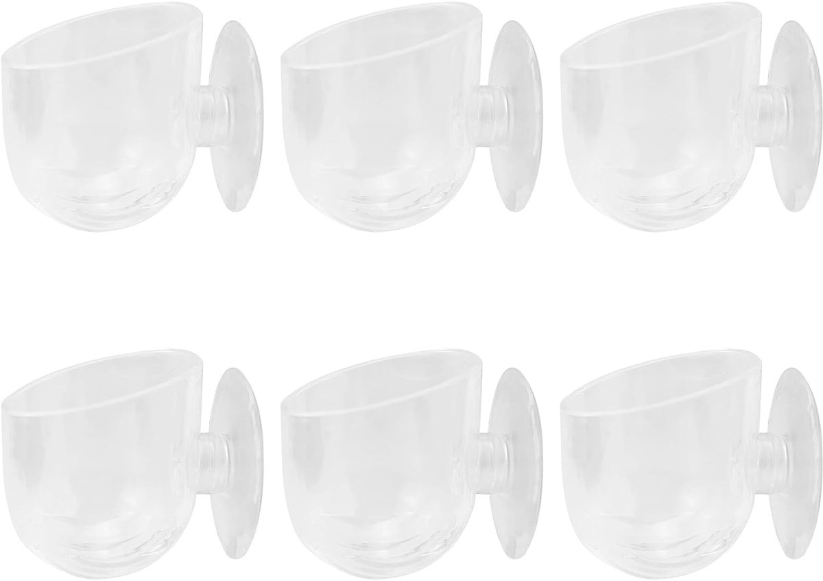 6 stuks aquariumbekerpotten, transparante plantenhouder met zuignap, helder acryl aquariumvoederschaal, voor visvoeding, aquariumdecoratie, waterplant potting