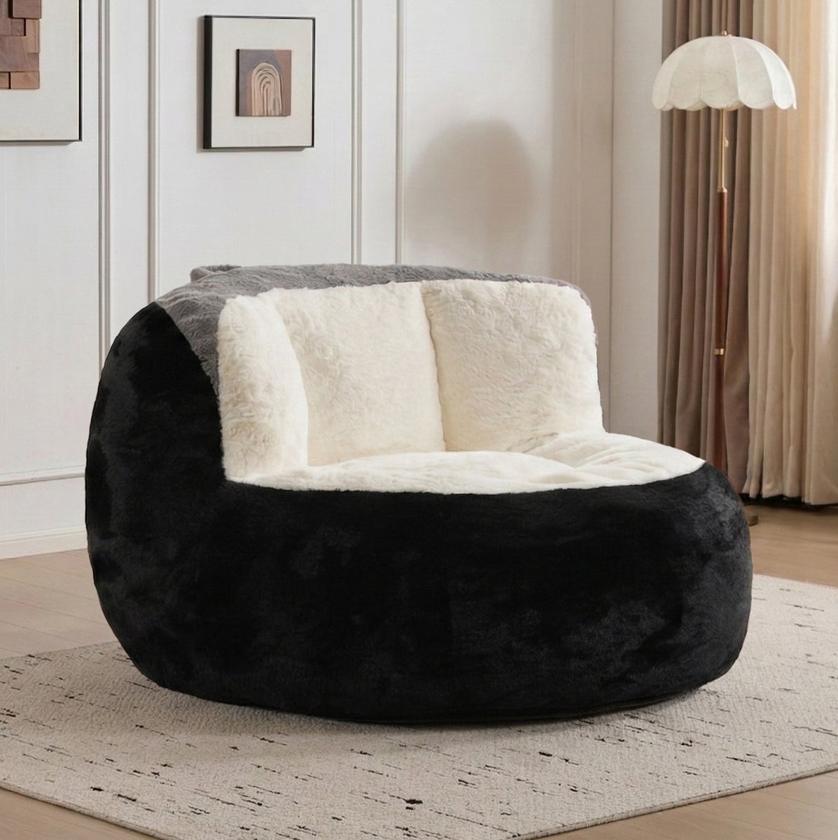 MODENUIT Zitzak 106 x 110 x 77 cm - Met Rugleuning - Voor Woonkamer En Leeshoek - Kunstbont Meerkleurig Multicolor