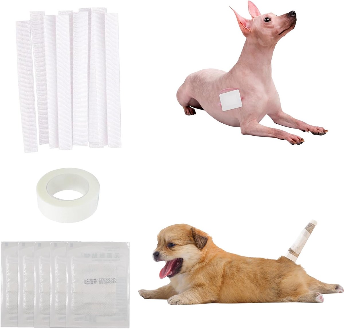 Hondenuiteindenset, zelfklevend, verband, hondenstaart, dressing, dierenarts, wrap voor honden, huisdieren, dieren