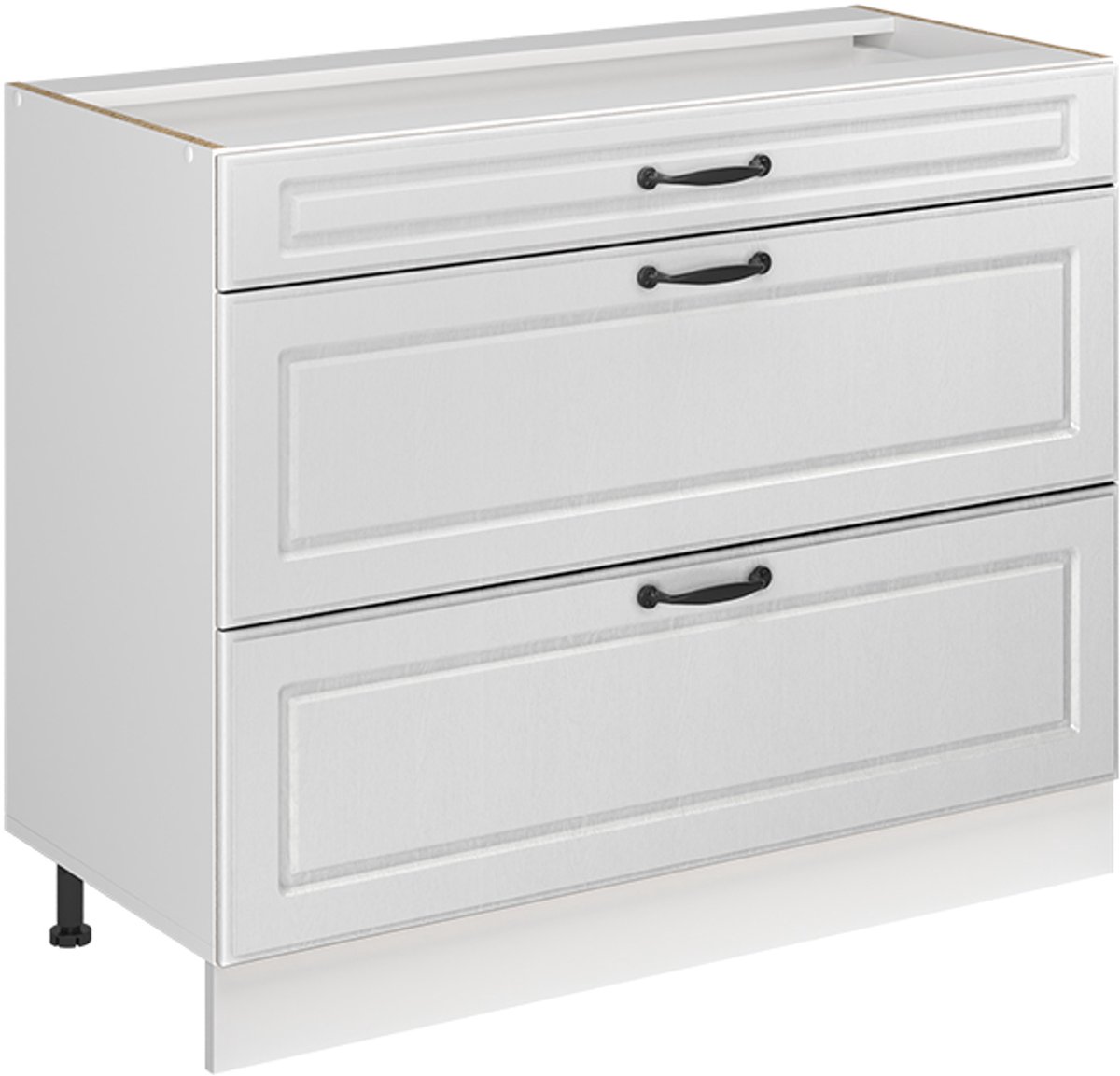 Vicco Keukenonderkast R-Line, Wit landelijk/Wit, 100 cm zonder werkblad
