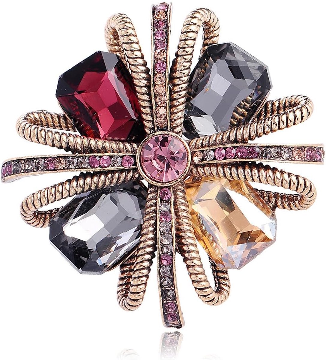 Kristallen bloem broche strass opvallend sieraad reversaccessoire elegant cadeau voor dames