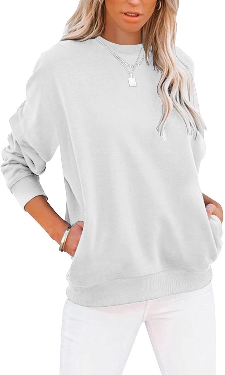 Sweatshirt Dames T-shirts Lange Mouw Ronde Hals Tops Basic Shirt Dames Tees Losse Fit Casual Comfortabel Bovendeel