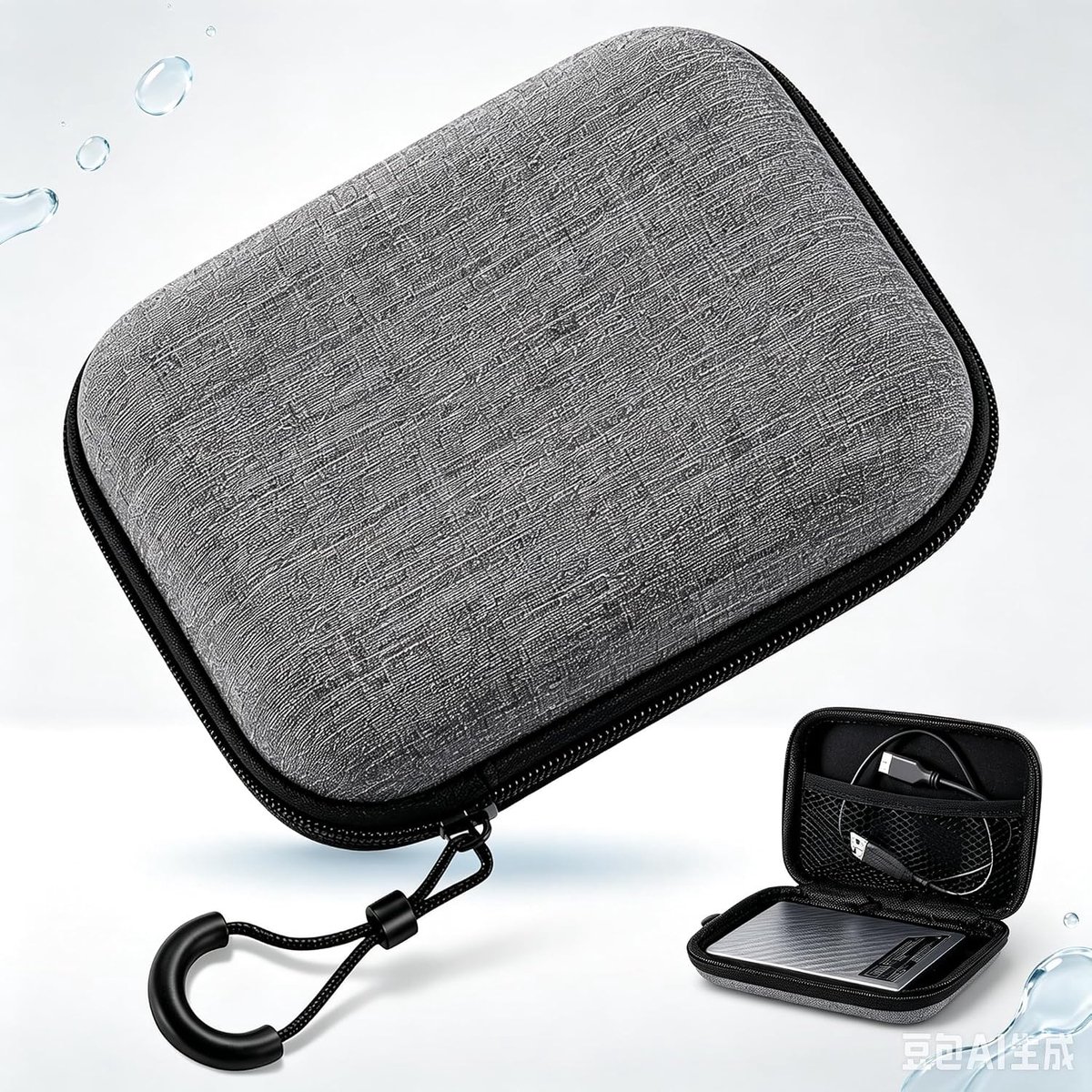 1 stuk harde schijf beschermhoes - harde case voor externe SSD/HDD 2,5 inch, schokbestendige beschermhoes met ritssluiting voor onderweg