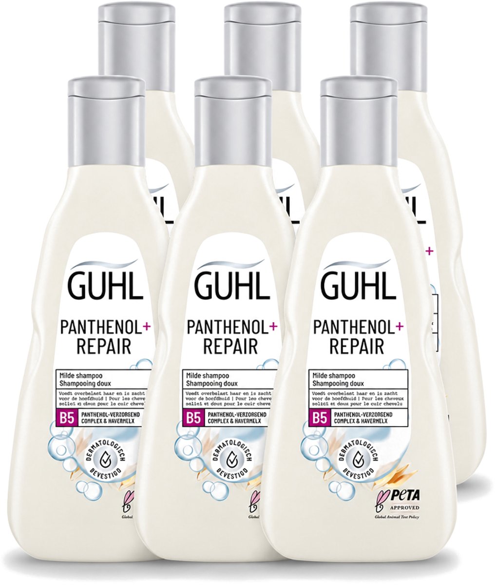 6 x Guhl – Shampoo – Panthenol+ Repair – 250 ml - Voordeelverpakking - 6 stuks