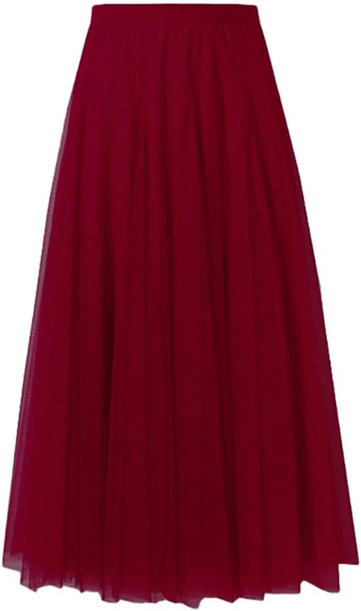 Maxi-tule rok voor dames, A-lijn, midi-rok, onderrok, gelaagde rok, plooirok, dames, tule rok met hoge taille, podiumjurk, mesh, tutu, rok voor bruiloft en feest