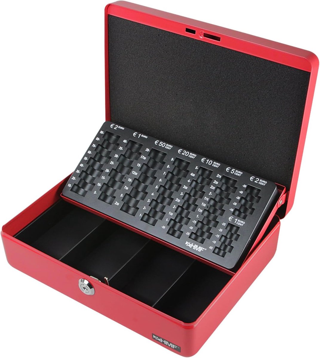 Geldcassette met muntinzet 30 x 24 x 9 cm - Rood - Veilig met cilinderslot - Ideaal voor organisatie van contant geld - ShopVlot