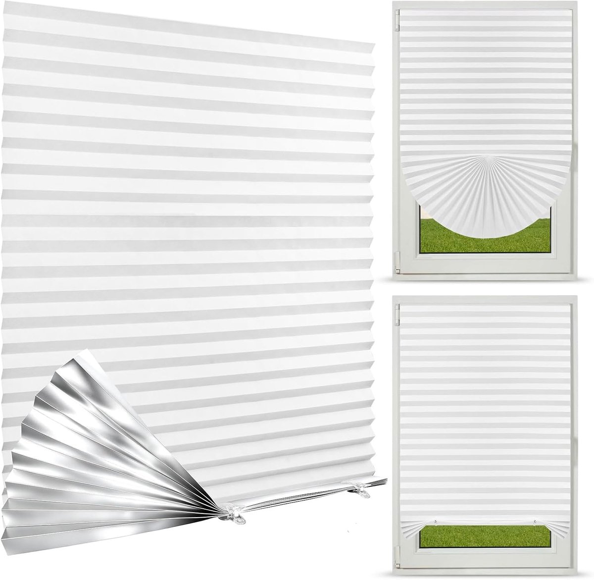 jaloezieën zonder boren, 90% verduisterende geplooide jaloezieën-90 x 150 cm