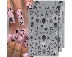 3 stuks- Nagelstickers- nagelstickers velletjes-nagelstickers halloween -Halloween decoratie-3D nagel stickers-Nagel Decoratie - Zelfklevend nageldecoratie- Voor Feestjes en Cosplay- Halloween Cadeau-Spin, Geest-Zelfklevend