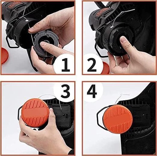 Spoelen voor Black and Decker grastrimmer, set met 6 spoelen, 1 afdekking en 1 veer — afbeelding 4