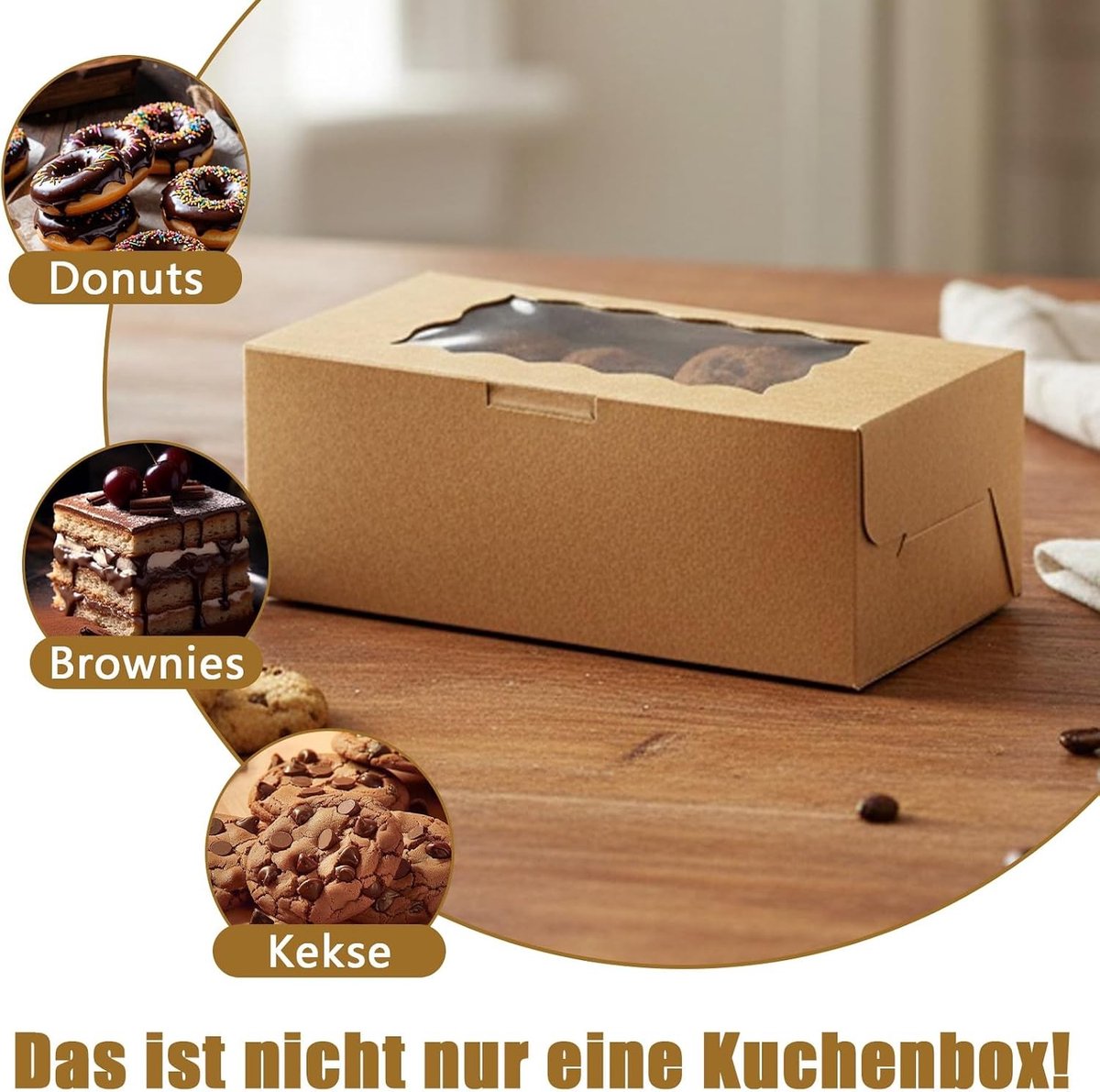 20 Stuks Koekjesdozen met Kijkvenster, 13.5 x 7 x 2 cm, Duurzame Verpakkingen voor Koekjes, Cupcakes en Snoepjes, Ideaal voor Taartvervoer