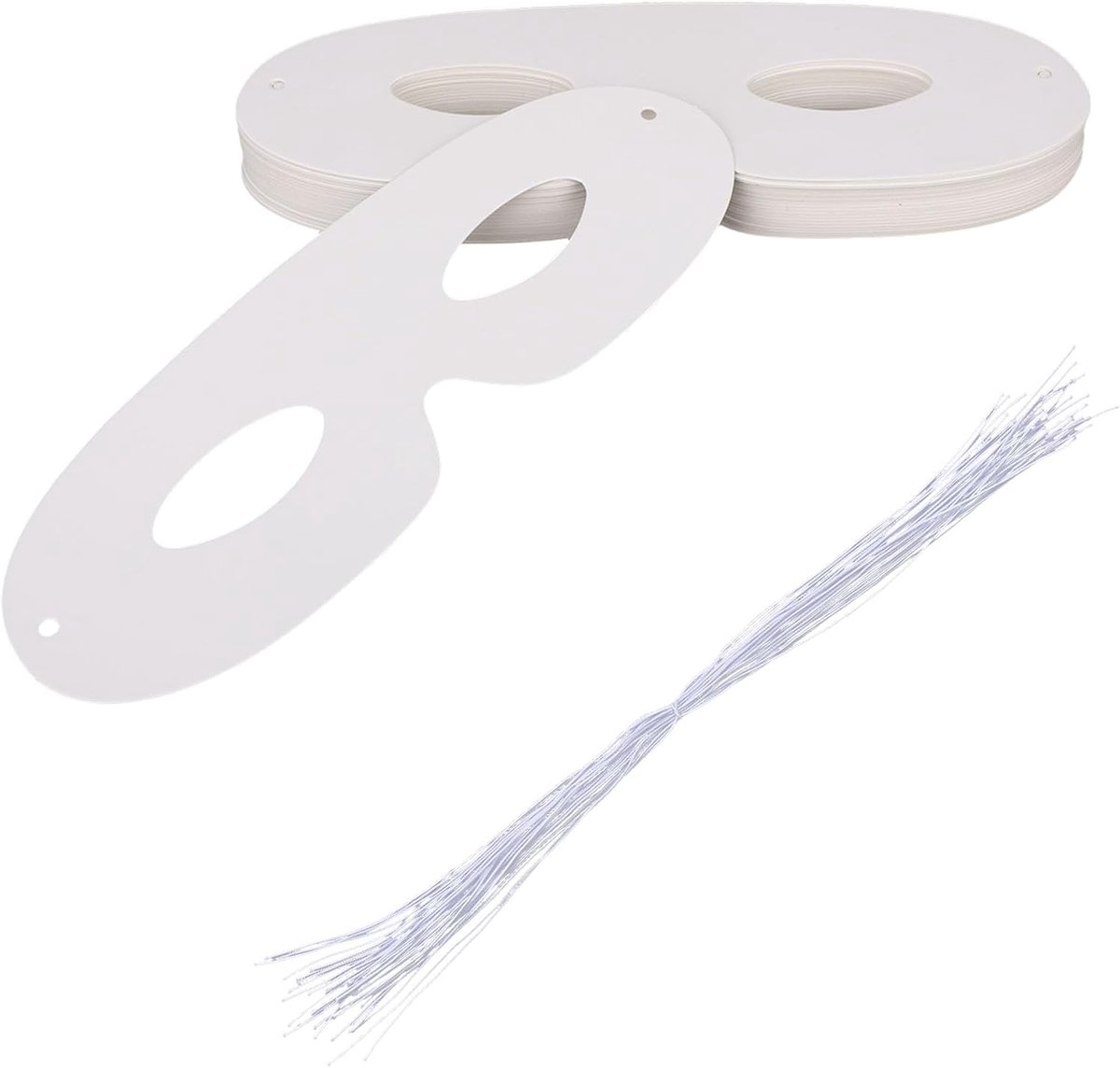 40 Stuks Witte Papieren Oogmaskers, DIY Effen Masker met Elastische Koorden, Decoratie voor Halloweenfeestkostuumfeest