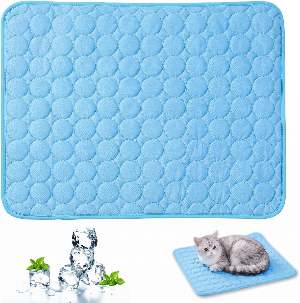 Koelmat voor honden en katten, 50 x 40 cm, zomerbed voor kleine honden, ademende mat van ijszijde, koude deken voor huisdieren, tegen hitte