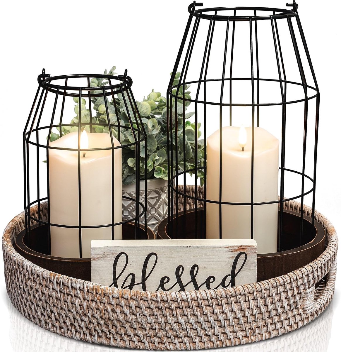 Boerderij lantaarn decor - stijlvolle decoratieve lantaarns voor uw woonkamer, open haard mantel of keuken eettafel - moderne luxe schoonheid voor uw hele huis
